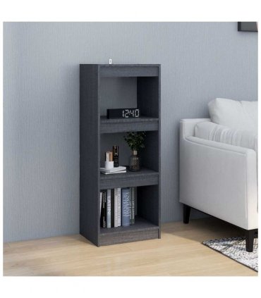 vidaXL Book Cabinet/Room Divider Grey 40x30x103.5 cm Solid Pinewood