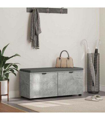 vidaXL Hall Bench with Cushion Concrete Grey 100 x 38 x 46 cm