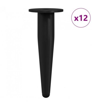 vidaXL Furniture Feet 12 pcs Black Ø 40 x 98 mm Iron
