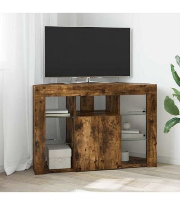 vidaXL Corner LED TV Cabinet Smoked Oak 100x40x68cm Engineered Wood