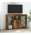 vidaXL Corner LED TV Cabinet Smoked Oak 100x40x68cm Engineered Wood