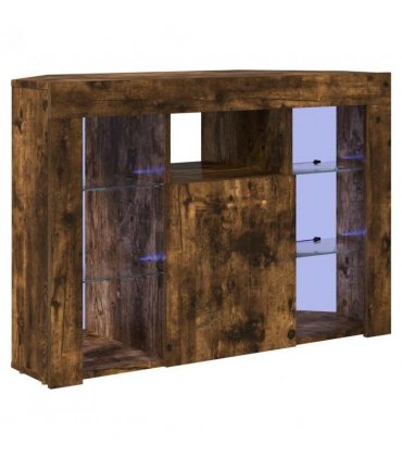 vidaXL Corner LED TV Cabinet Smoked Oak 100x40x68cm Engineered Wood
