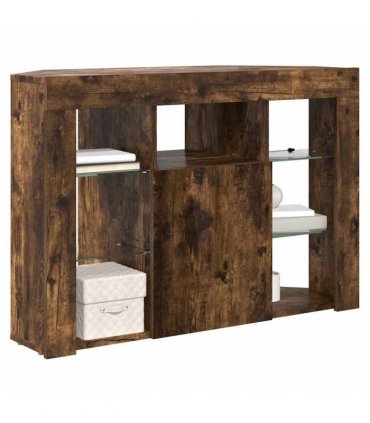 vidaXL Corner LED TV Cabinet Smoked Oak 100x40x68cm Engineered Wood