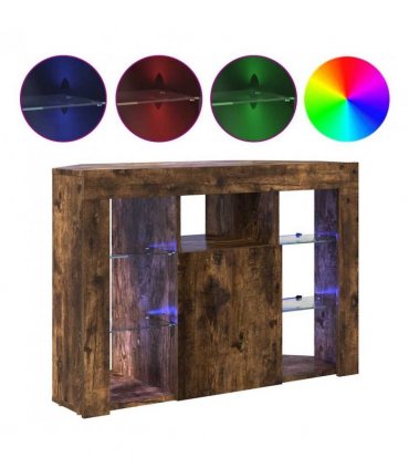 vidaXL Corner LED TV Cabinet Smoked Oak 100x40x68cm Engineered Wood