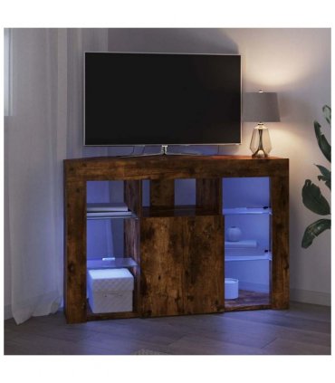 vidaXL Corner LED TV Cabinet Smoked Oak 100x40x68cm Engineered Wood