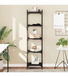 vidaXL Bookcase 5-Tier Black 40x30x154 cm Engineered Wood