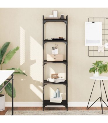 vidaXL Bookcase 5-Tier Black 40x30x154 cm Engineered Wood