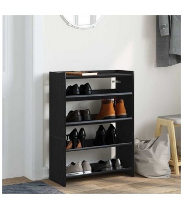 vidaXL Shoe Rack Black 60x25x81 cm Engineered Wood