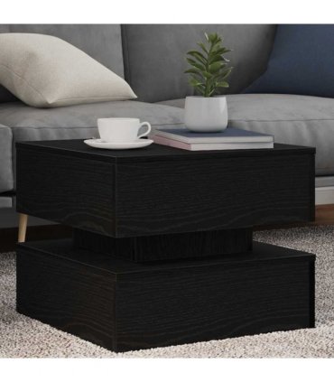 vidaXL Coffee Table with LED Lights Black Oak 50x50x40 cm