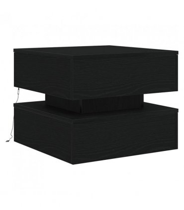 vidaXL Coffee Table with LED Lights Black Oak 50x50x40 cm