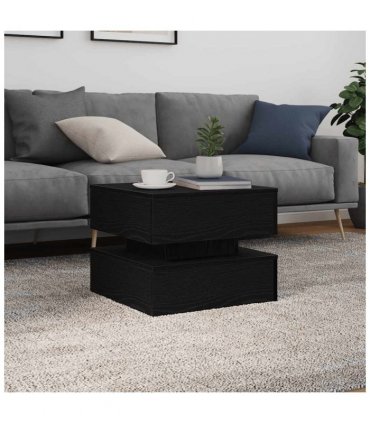 vidaXL Coffee Table with LED Lights Black Oak 50x50x40 cm