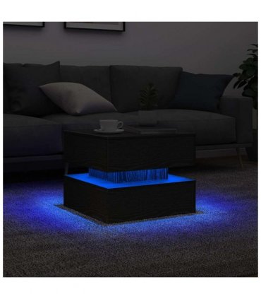 vidaXL Coffee Table with LED Lights Black Oak 50x50x40 cm
