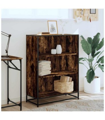 vidaXL Book Cabinet Smoked Oak 80.5x35x107.5 cm Engineered Wood