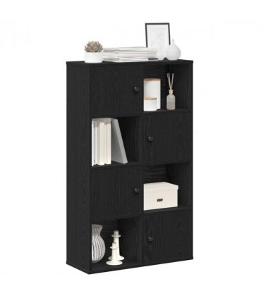 vidaXL Bookcase Black Oak 60x24x101.5 cm Engineered Wood