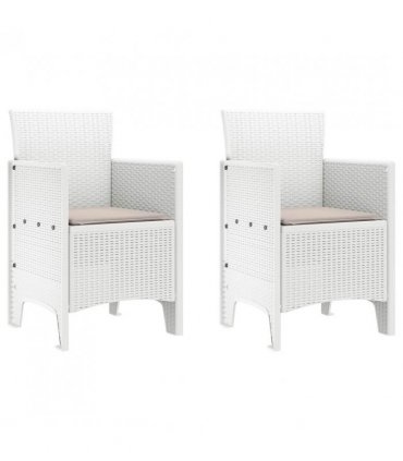 vidaXL Garden Chair 2 pcs White 53 x 49 x 85 cm Polypropylene
