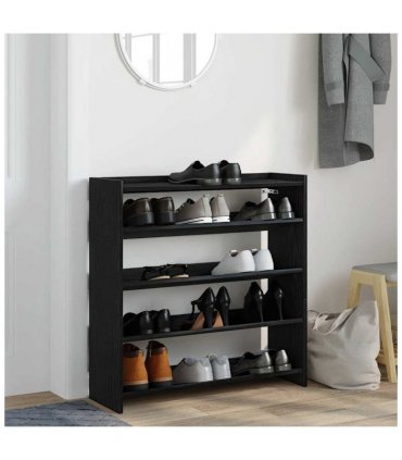 vidaXL Shoe Rack Black 80x25x81 cm Engineered Wood
