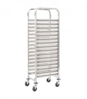 vidaXL Kitchen Trolley for 16 Trays 38x55x163 cm Stainless Steel