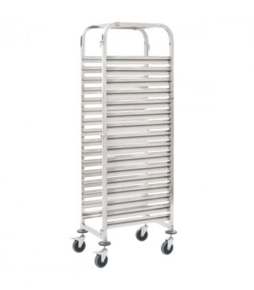 vidaXL Kitchen Trolley for 16 Trays 38x55x163 cm Stainless Steel