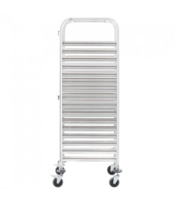 vidaXL Kitchen Trolley for 16 Trays 38x55x163 cm Stainless Steel