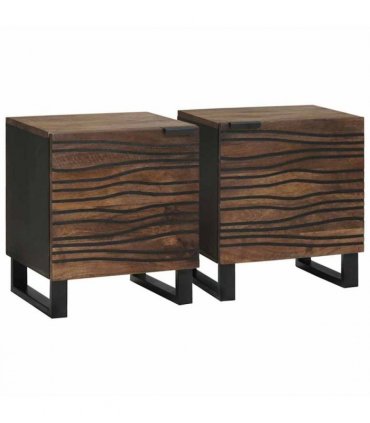 vidaXL Bedside Cabinet 2 pcs Walnut 40 x 33 x 46 cm Engineered Wood