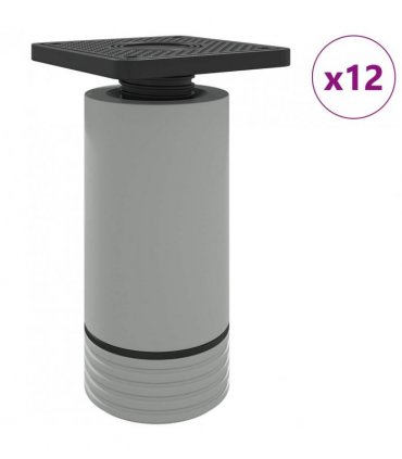vidaXL Furniture Feet Adjustable 12 pcs White 64 x 64 x 100 mm PP