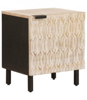vidaXL Bedside Cabinet White 40 x 33 x 46 cm Solid Mango Wood