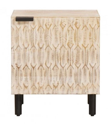 vidaXL Bedside Cabinet White 40 x 33 x 46 cm Solid Mango Wood