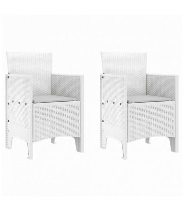 vidaXL Garden Chair 2 pcs White 53 x 49 x 85 cm Polypropylene