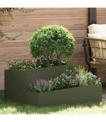 vidaXL Garden Planter Olive Green 80 x 80 x 50 cm Cold-rolled Steel