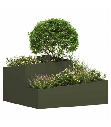 vidaXL Garden Planter Olive Green 80 x 80 x 50 cm Cold-rolled Steel