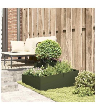 vidaXL Garden Planter Olive Green 80 x 80 x 50 cm Cold-rolled Steel