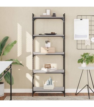 vidaXL Bookcase 5-Tier Grey Sonoma 60x30x154 cm Engineered Wood