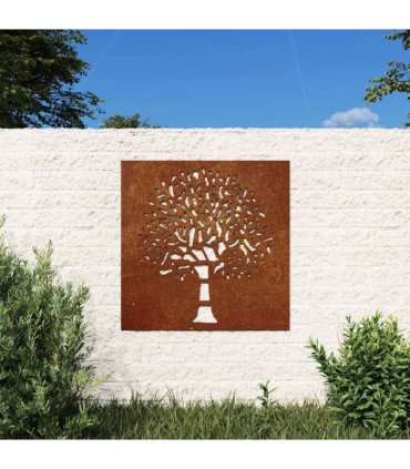 vidaXL Garden Wall Decoration 55x55 cm Corten Steel Tree Design