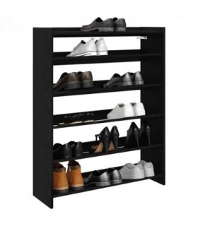 vidaXL Shoe Rack Black 80x25x100 cm Engineered Wood