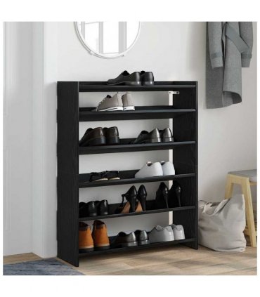 vidaXL Shoe Rack Black 80x25x100 cm Engineered Wood