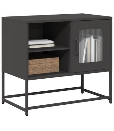 vidaXL TV Cabinet Black 68x39x60.5 cm Steel