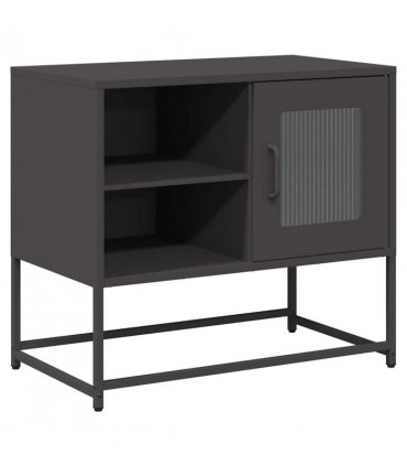 vidaXL TV Cabinet Black 68x39x60.5 cm Steel