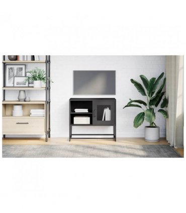 vidaXL TV Cabinet Black 68x39x60.5 cm Steel