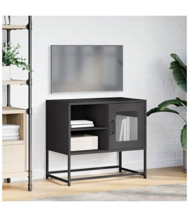 vidaXL TV Cabinet Black 68x39x60.5 cm Steel