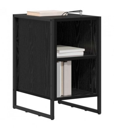 vidaXL Bedside Table Black Oak 39.5 x 30 x 50 cm Engineered Wood