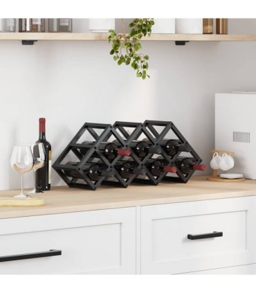 vidaXL Wine Rack Black Oak 63 x 16.5 x 25 cm Powder-Coated Steel