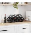 vidaXL Wine Rack Black Oak 63 x 16.5 x 25 cm Powder-Coated Steel