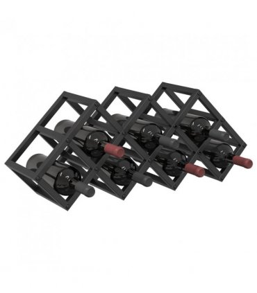 vidaXL Wine Rack Black Oak 63 x 16.5 x 25 cm Powder-Coated Steel