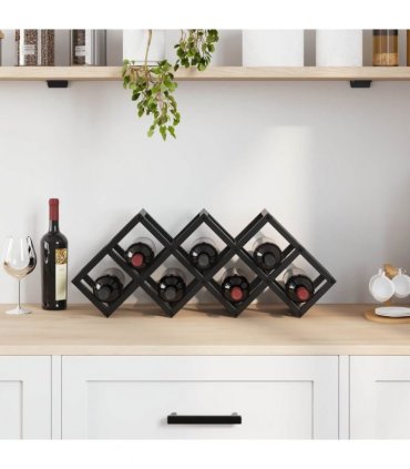 vidaXL Wine Rack Black Oak 63 x 16.5 x 25 cm Powder-Coated Steel