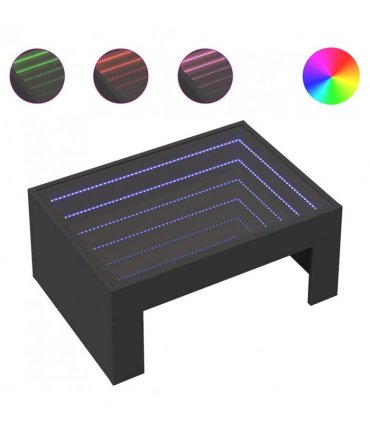 vidaXL Coffee Table with Infinity LED Black 70x50x30 cm