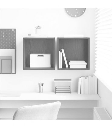 vidaXL Wall Cabinet 2 pcs Black Oak 37 x 37 x 37 cm Engineered Wood