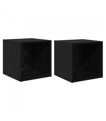 vidaXL Wall Cabinet 2 pcs Black Oak 37 x 37 x 37 cm Engineered Wood