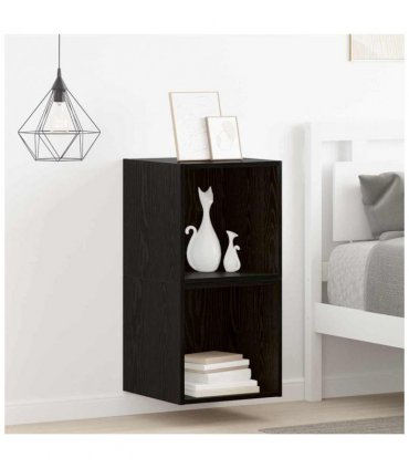 vidaXL Wall Cabinet 2 pcs Black Oak 37 x 37 x 37 cm Engineered Wood