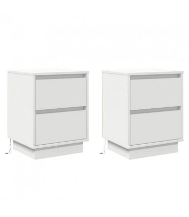 vidaXL Bedside Cabinet 2 pcs White 39 x 34.5 x 50 cm Engineered wood