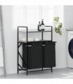 vidaXL Laundry Basket 2 Compartments with Shelves Grey Sonoma